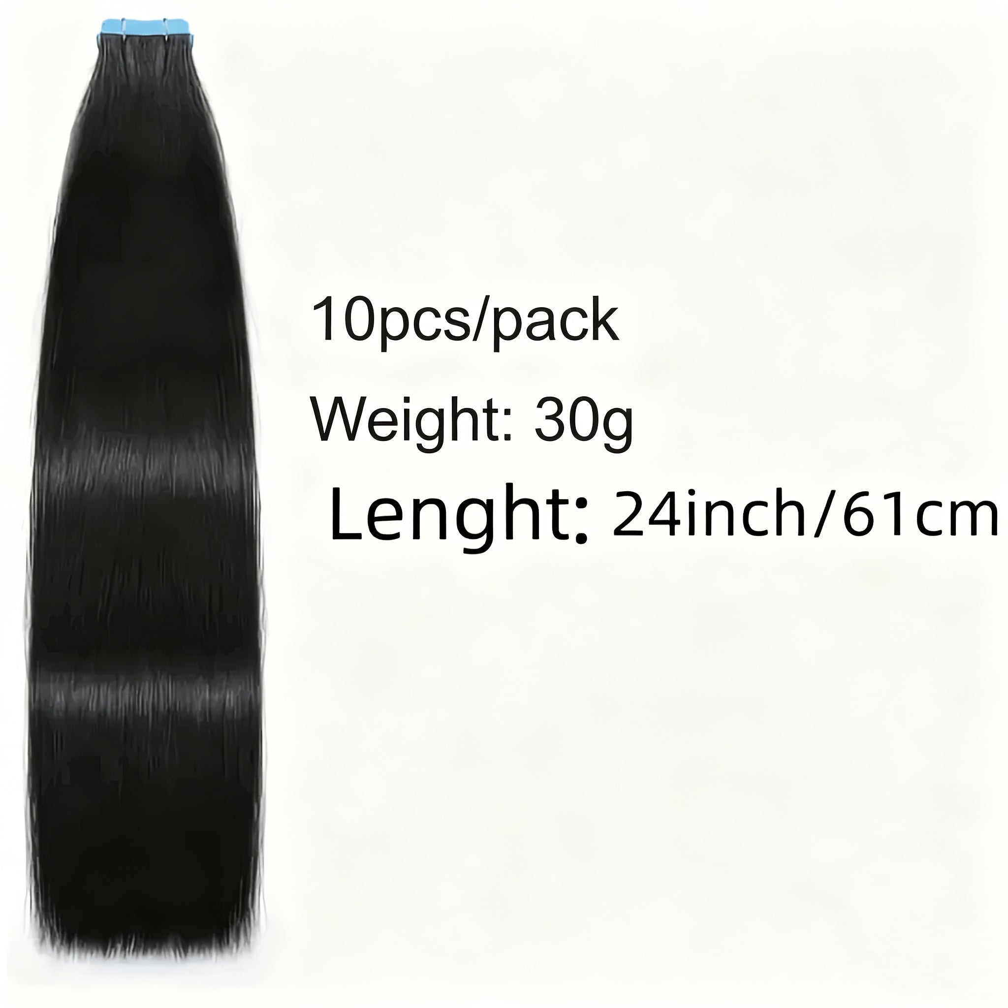 Tape In Hair Extensions Human Hair Straight Natural Black Human Hair 10pcs 30g/pack Seamless Skin Weft Tape In Extensions for Women ( #1B Natural Black)
