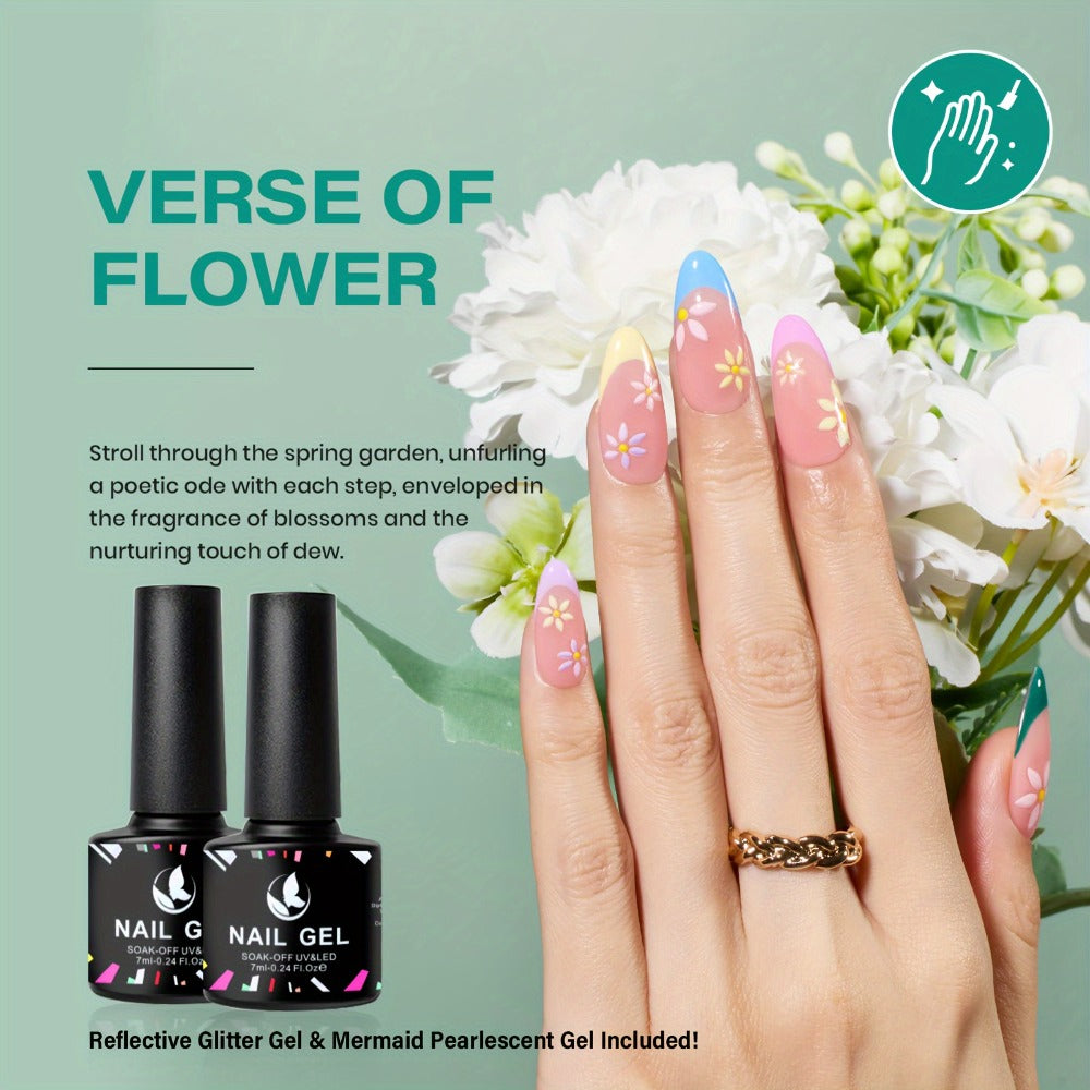 Gel Nail Polish Set 8 Colors Rhapsody Series Pastel Paint Soaking UV Four Seasons Nail Art Starter Set Ladies Gift
