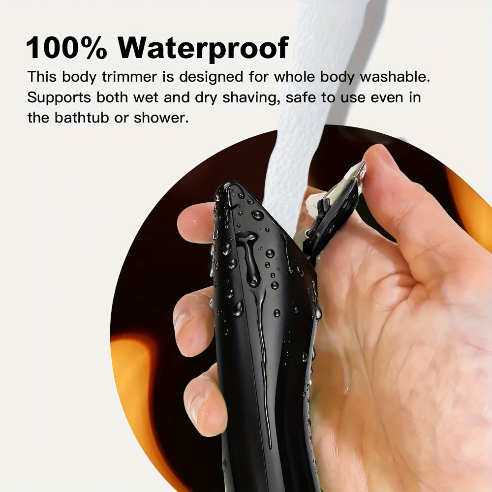 Ball Trimmer for Men - IPX7 Body Hair Trimmer, Ceramic Blade, LCD Battery Display, Replaceable Blade Head, Electric Groin & Pubic Shaver ES006
