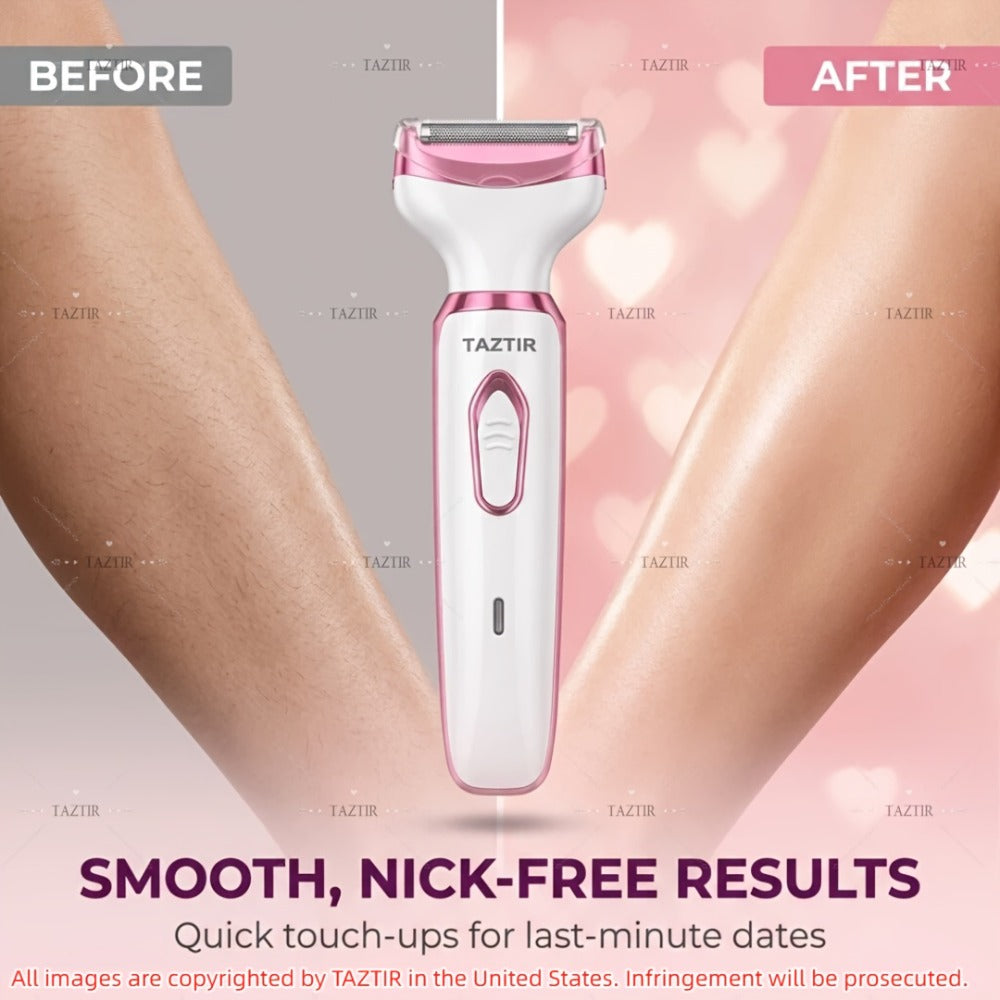 [4-in-1 Painless Razor for Women] 4-in-1 Rechargeable Electric Razor for Women - Face, Nose, Legs, Underarm, Bikini Trimmer - Wet & Dry, Painless Grooming Kit - Portable & Rechargeable