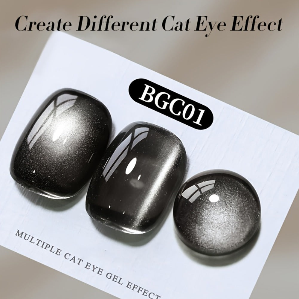 BORN PRETTY 0.34oz Black Glass Bead Black Color Cat Magnetic Gel Nail Polish With A Delicate Magnetic Powder Effect And Shiny Soak Off Gel