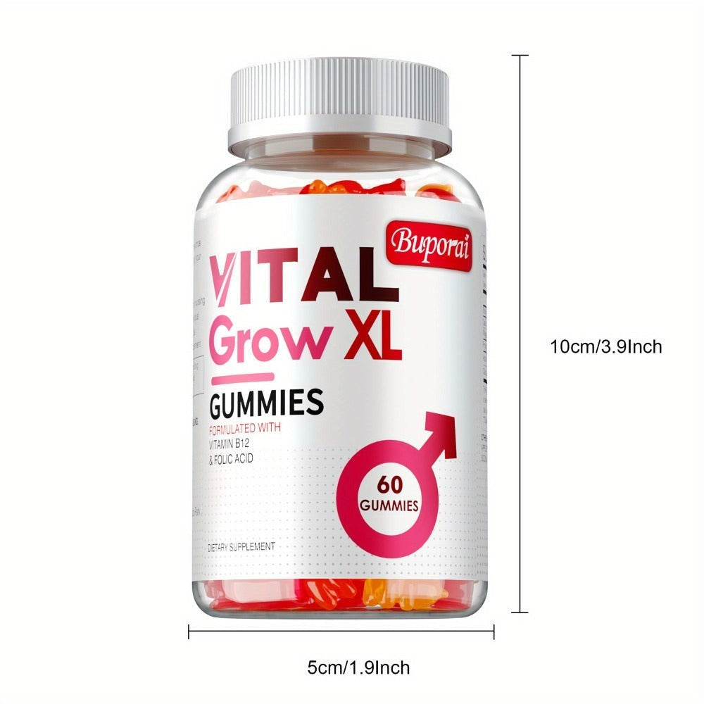 Vital Grow XL Gummies - with Sodium, Calcium, Magnesium - Supports Male Health, Muscle Health, Support - 60pcs