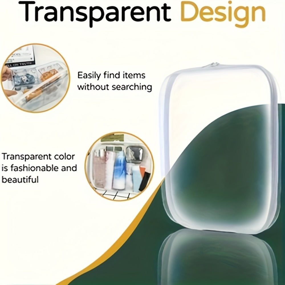 6pcs Double Zippered Hard Pouch, Transparent Storage Bag, Includes 3 Different Sizes.Storage, Hard Plastic, Pencil Case, Hard Plastic Clay Organiser, Clear Hard-shell Zip Case, Portable Make-up Bag for Holidays, Bathroom And Storage(2S+78.74inch+67.63oz)