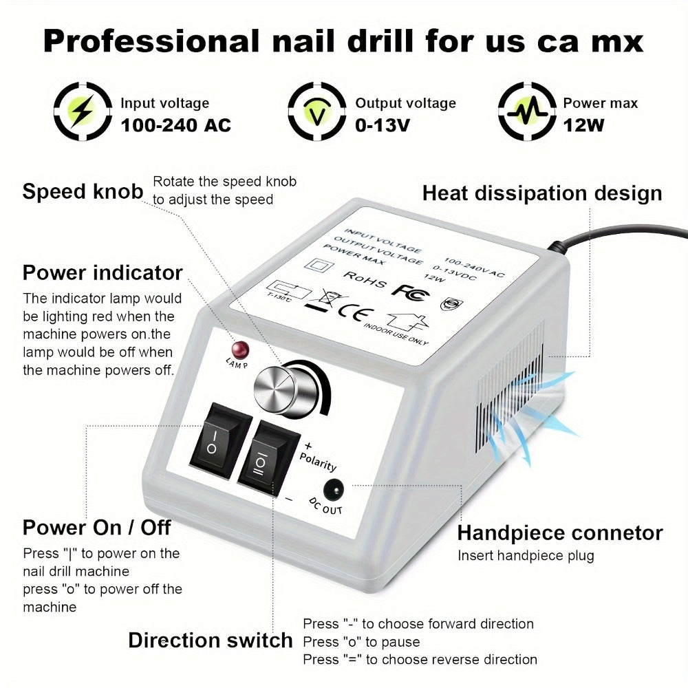 20000RPM Electric Nail Machine Desktop Equipment with Milling Cutters Bits Set Gel Cuticle Armor Removal Pedicure Manicure Tool Professional Electric Nail Drill Milling Machine for Manicure Pedicure Files Tools Kit Nail Polisher