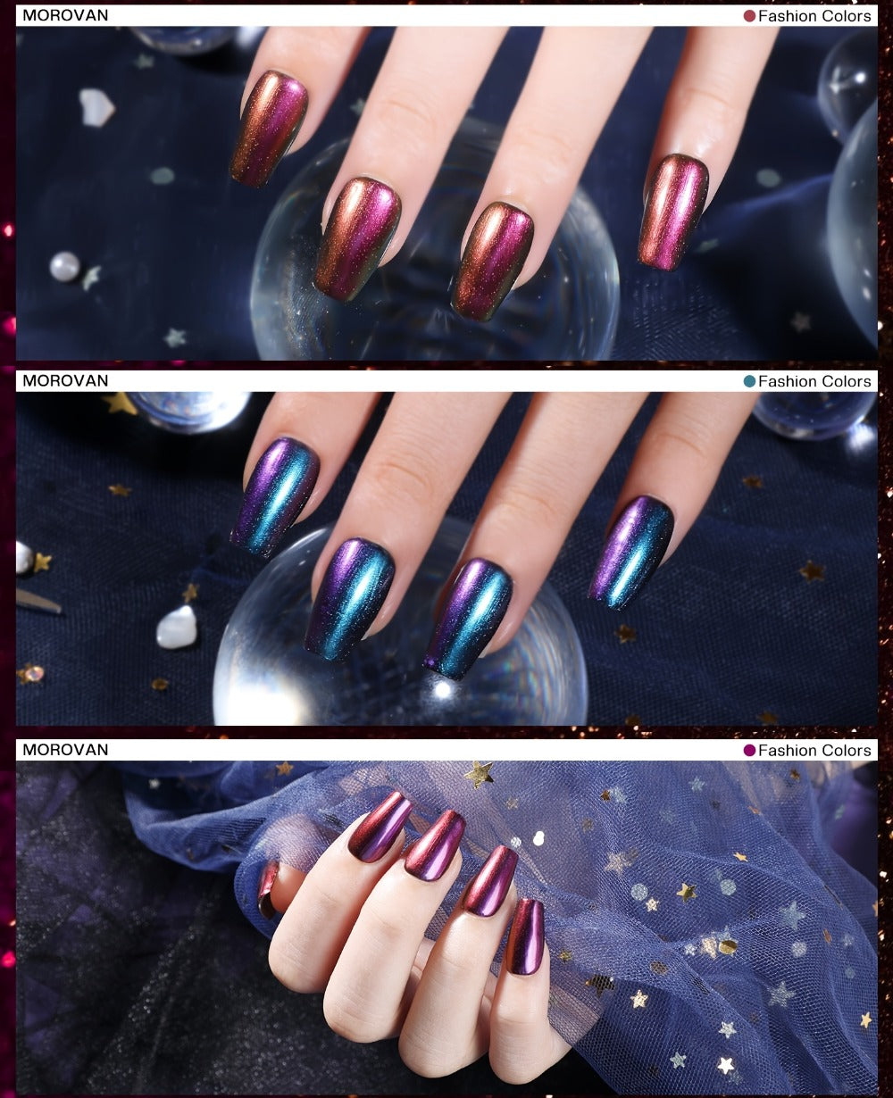 Morovan Fingernail Nail Polish Set: Holographic Metallic Lacquer Air Dry Nail Polish Regular Nail Polish Pack 0.25oz Glitter Finger Nail Polish Bulk Toenail Polish Kit Gift for Women