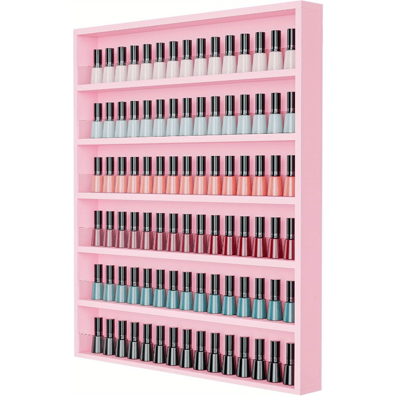 Nail Polish Rack Wall Mount Organizer 6 or 10 Tier with Acrylic Baffle - Salon Display Rack for Nail Polish Storage, Home Spa & Nail Studio, Black White Pink
