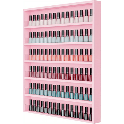 Nail Polish Rack Wall Mount Organizer 6 or 10 Tier with Acrylic Baffle - Salon Display Rack for Nail Polish Storage, Home Spa & Nail Studio, Black White Pink