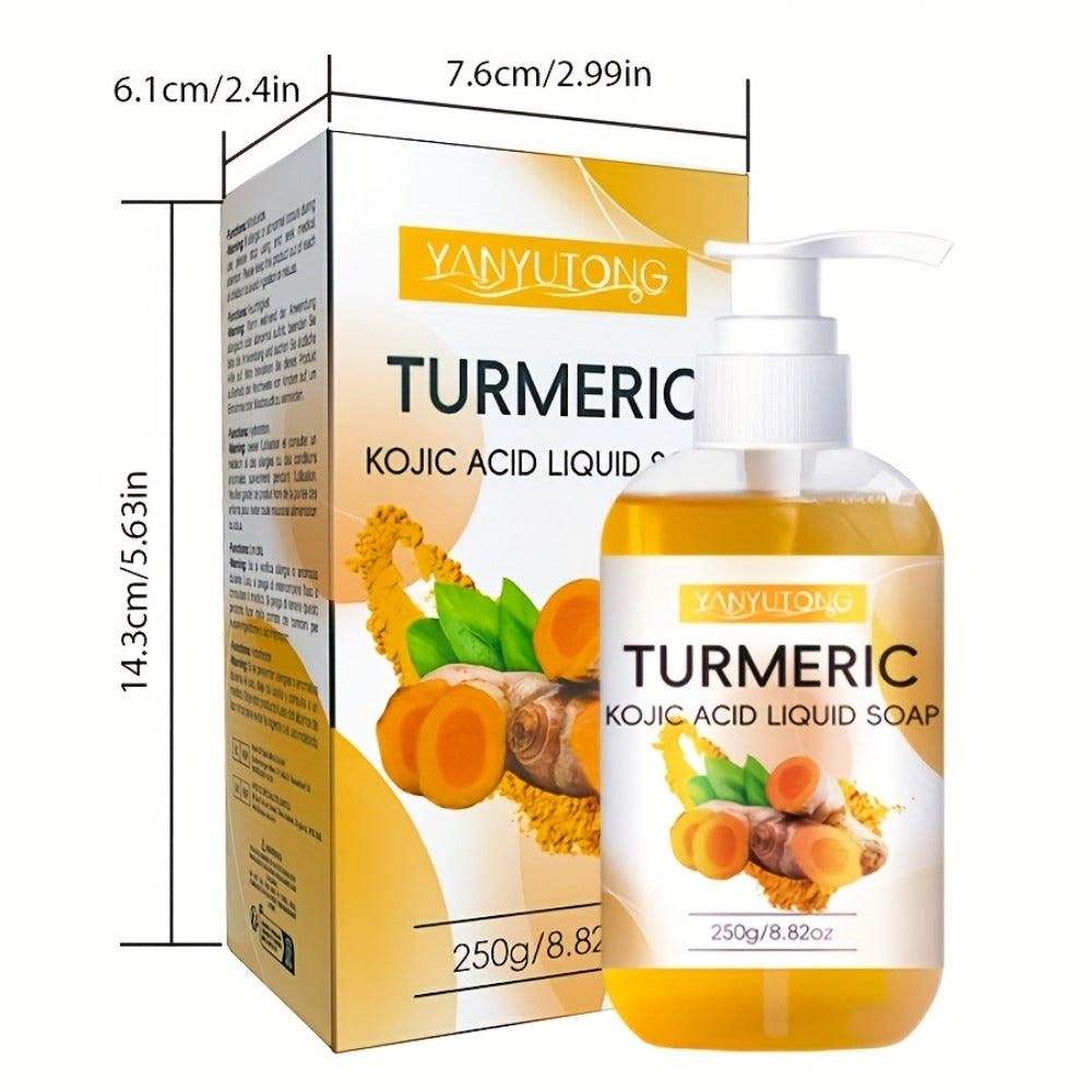 250g Turmeric Kojic Acid Liquid Soap, Long Lasting Fragrance, Deep Cleansing And Moisturizing, Rich Foam, Suitable for All Skin Types, Full Body Usable, Mild And Non-irritating