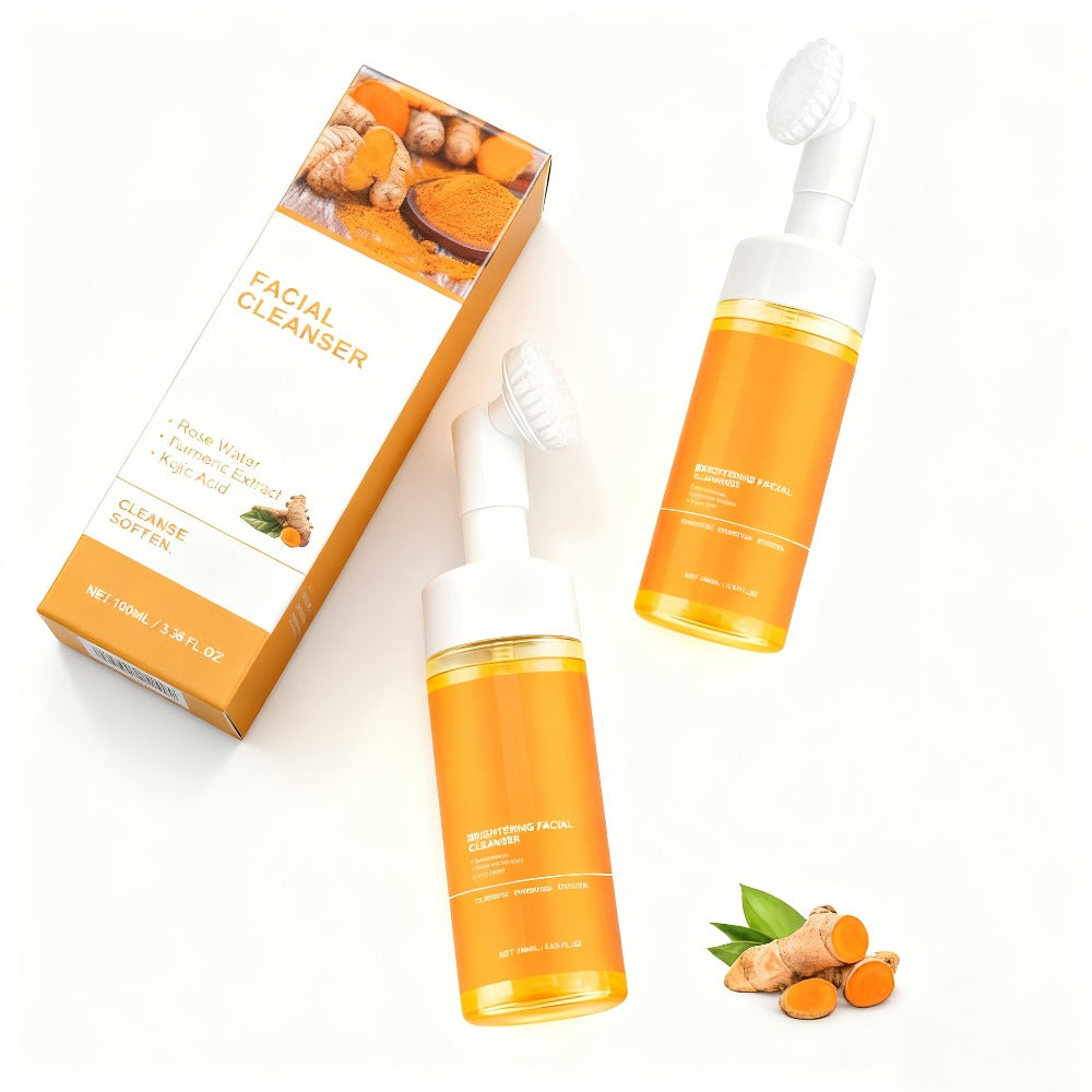 2pcs Turmeric Skincare Facial Cleanser, Controls Oil, Refines Pores, Deeply Cleanses The Face, Moisturizes The Skin, Gently Balances Oil, Rich in Kojic Acid And Turmeric, Suitable for Both Men And Women, The Best Christmas Gift, Travel-Friendly