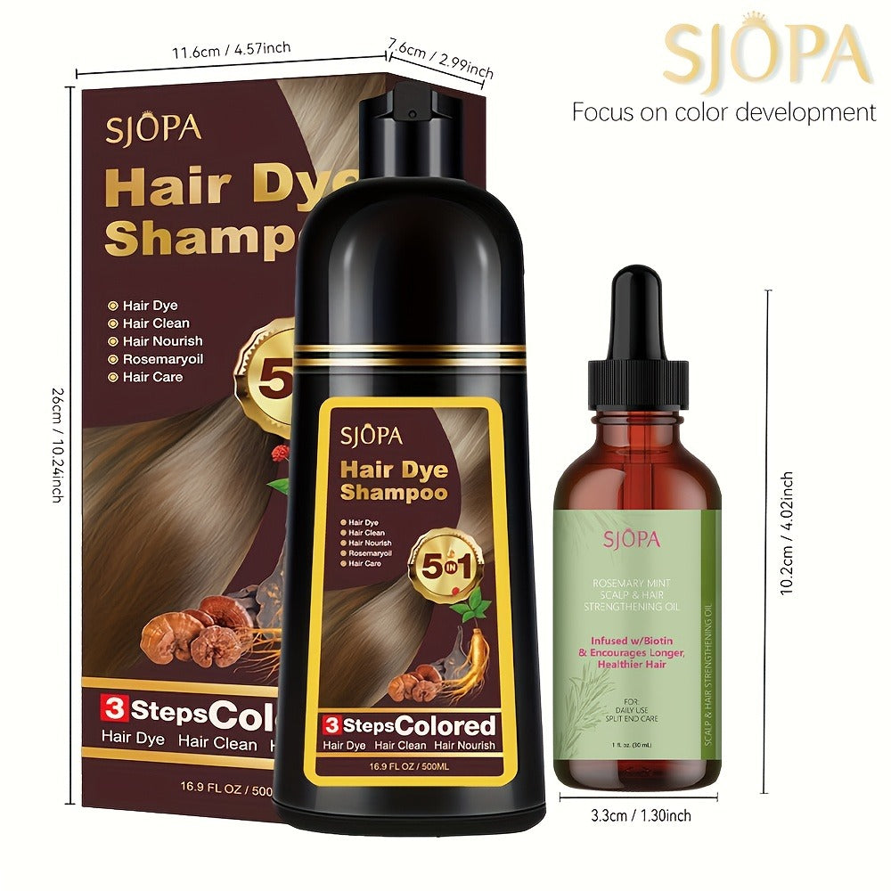 Hair Dye Kit – 3-in-1 Hair Dyeing Shampoo with Rosemary Oil & Squalane, Natural Plant-Based Formula, Gentle on Skin, Fast Color, Multi-Shade Home Hair Color Set