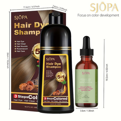 Hair Dye Kit – 3-in-1 Hair Dyeing Shampoo with Rosemary Oil & Squalane, Natural Plant-Based Formula, Gentle on Skin, Fast Color, Multi-Shade Home Hair Color Set