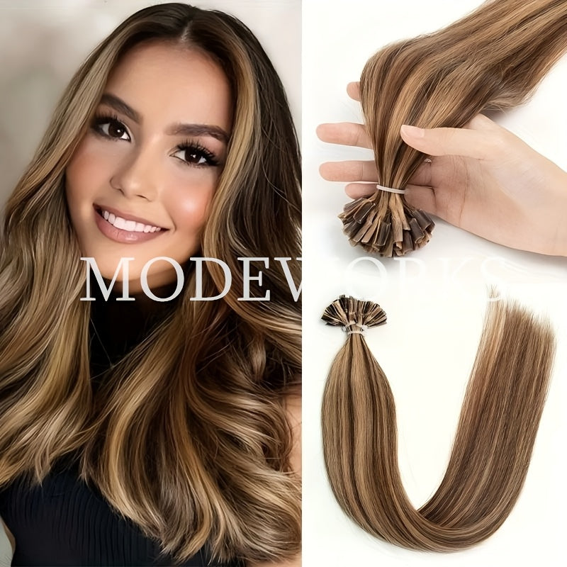 Keratin U Tip Hair Extensions 100% Remy Human Hair Nail Tip Bond Straight Invisible Seamless 12 14 16 18 20 Inch 50 Strands Natural Black Jet Black Blonde Brown Multi Color