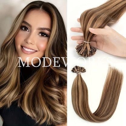 Keratin U Tip Hair Extensions 100% Remy Human Hair Nail Tip Bond Straight Invisible Seamless 12 14 16 18 20 Inch 50 Strands Natural Black Jet Black Blonde Brown Multi Color
