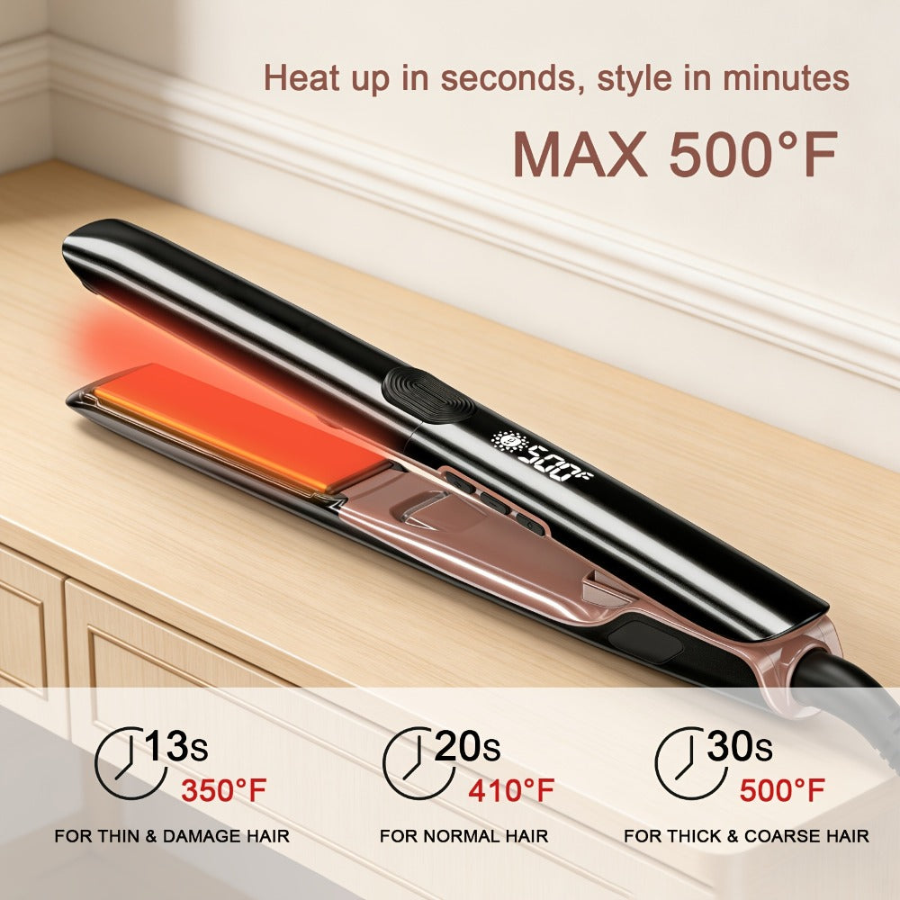 Hair Straightener, 1 Inch Flat Iron Straightener And Curler 2 In 1, Professional Ceramic Ionic Dual Voltage Straightener For Less Frizz, Shinier Smoother Hair