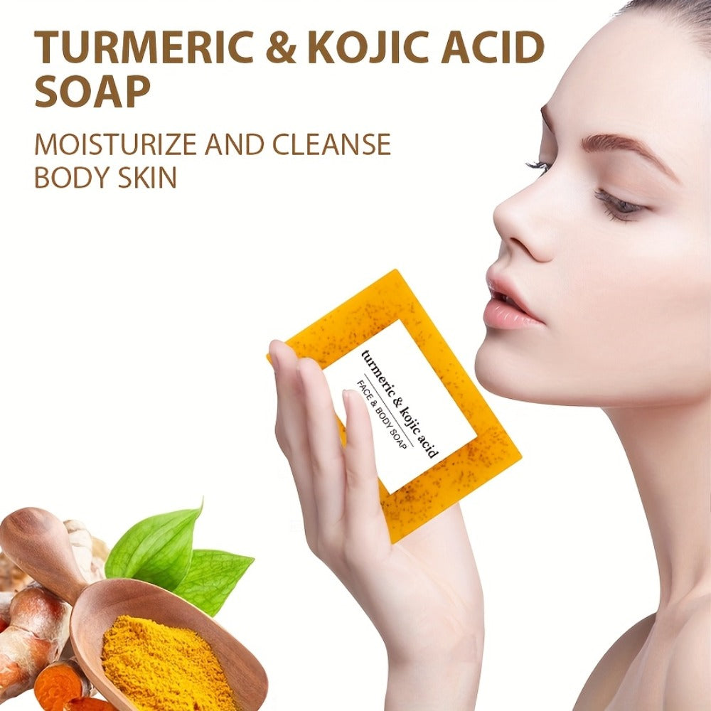 6/12pcs Turmeric Soap Set with Lemon, Turmeric Cleansing Soap, Body Soap, Handmade, Alcohol-Free, Great for Facial And Body Cleansing, Exfoliating Bath Soap, with Two Lathering Screens, Oil Control