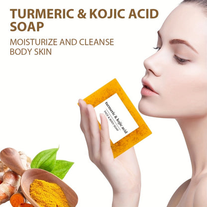Turmeric Soap Bar Set with Lemon Handmade Natural Exfoliating Face Body Cleansing Soap Oil Control Alcohol Free with Lathering Screens 6 / 12pcs