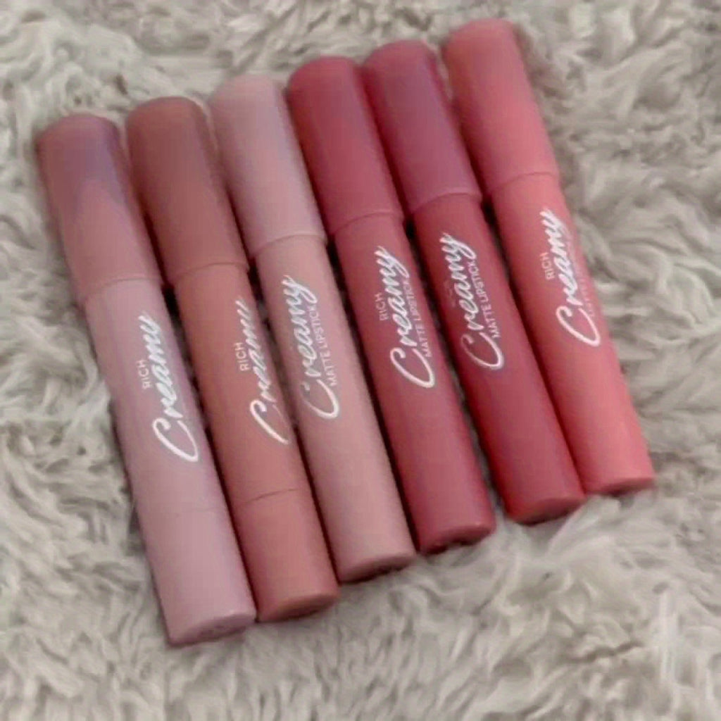 6pcs/ SET Nude Lipstick Pen Waterproof Sexy Nude Red Matte Lipstick Tint Contour Lip Liner Makeup Lasting Non-stick Cup Cosmetics