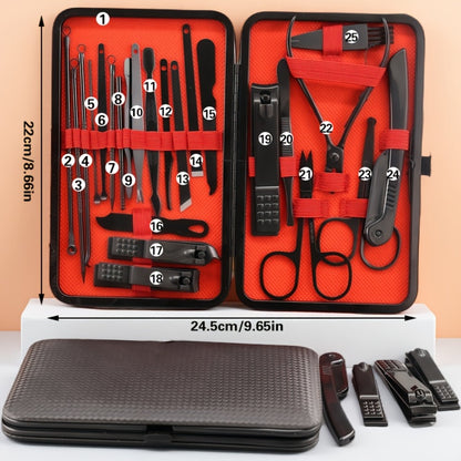 Nail Clipper Set & Pedicure Kit – 10 / 17 / 24 Piece | Stainless Steel Manicure Tools with Nail File, Ear Scoop, Eyebrow Trimmer & Foot Sharpener, Travel Portable Grooming Kit