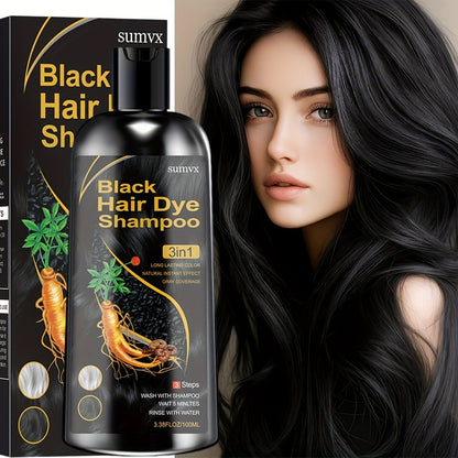 Hair Dye Shampoo 3-in-1 Natural Plant Formula Gray Hair Coverage Long-Lasting Color Deep Moisturizing Gentle Non-Irritating Plant-Based Hair Color Shampoo Brown Chestnut Black for Men Women