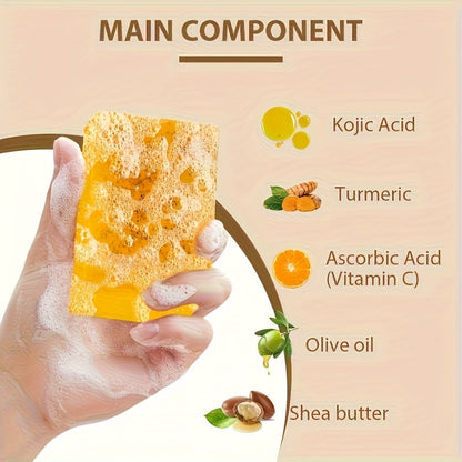 Turmeric Facial Cleansing Kit Face Wash Foam & Soap Bars Set - Vitamin C Brightening Moisturizing Nourishing Gentle Non-Irritating Cleanser with Brush Applicator for All Skin Types Unisex