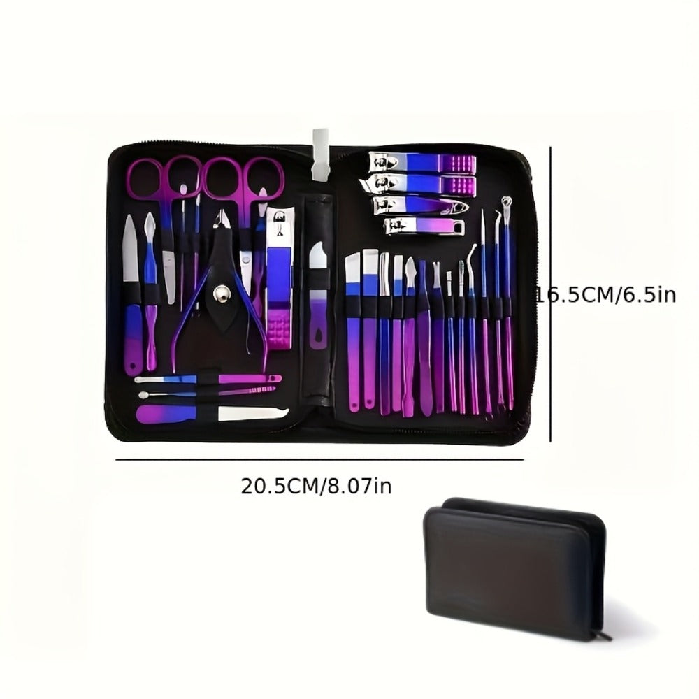 9/18/30/60pcs Manicure Set | Gradient Purple-Blue, Black, Pink, Dark Green Options | Professional Nail Clipper & Pedicure Kit | Portable Travel Grooming Tools For Cuticle Trimming & Nail Care | Ideal Valentine'S Day & Spring Festival Gift For Her
