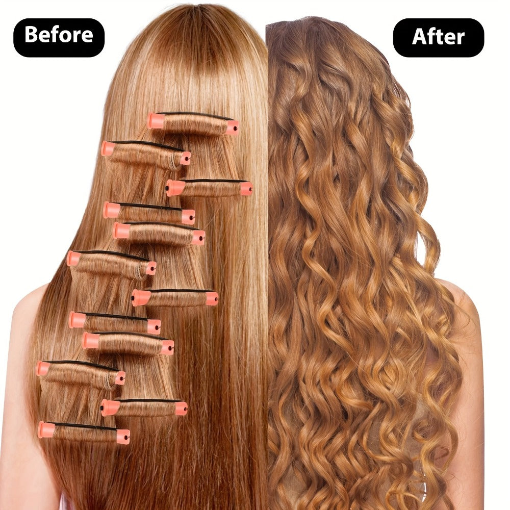 50pcs Heatless Flexible Hair Rollers, Soft Hair Curlers Rods, Hair Curling Roller with Comb for DIY Hairdressing Styling