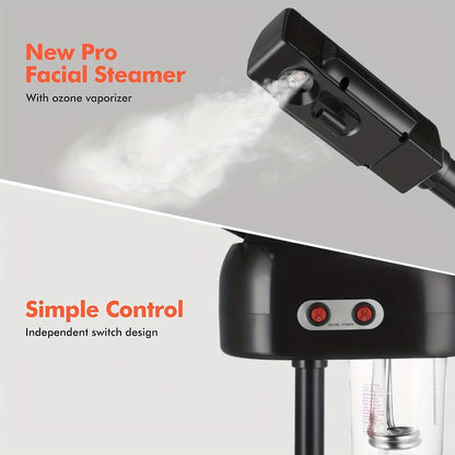Professional Facial Steamer on Wheels - Hot Ozone Standing Esthetician Steamer for Salon Spa Skin Care, Mist Face Steamer