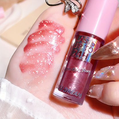 Lip Gloss & Lip Stain Set — Waterproof 24H Long-Lasting, Glitter Shine, Moisturizing Lip Oil, Berry Coral Pink Red Shades, High-Impact Color for Festivals & Everyday Glam