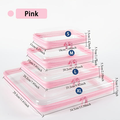 Clear Storage Box Set 4 Pcs Hard Transparent Zipper Organizer Plastic Pencil Case Makeup Box for Cosmetics Snacks Stationery S M L XL Multi-Color
