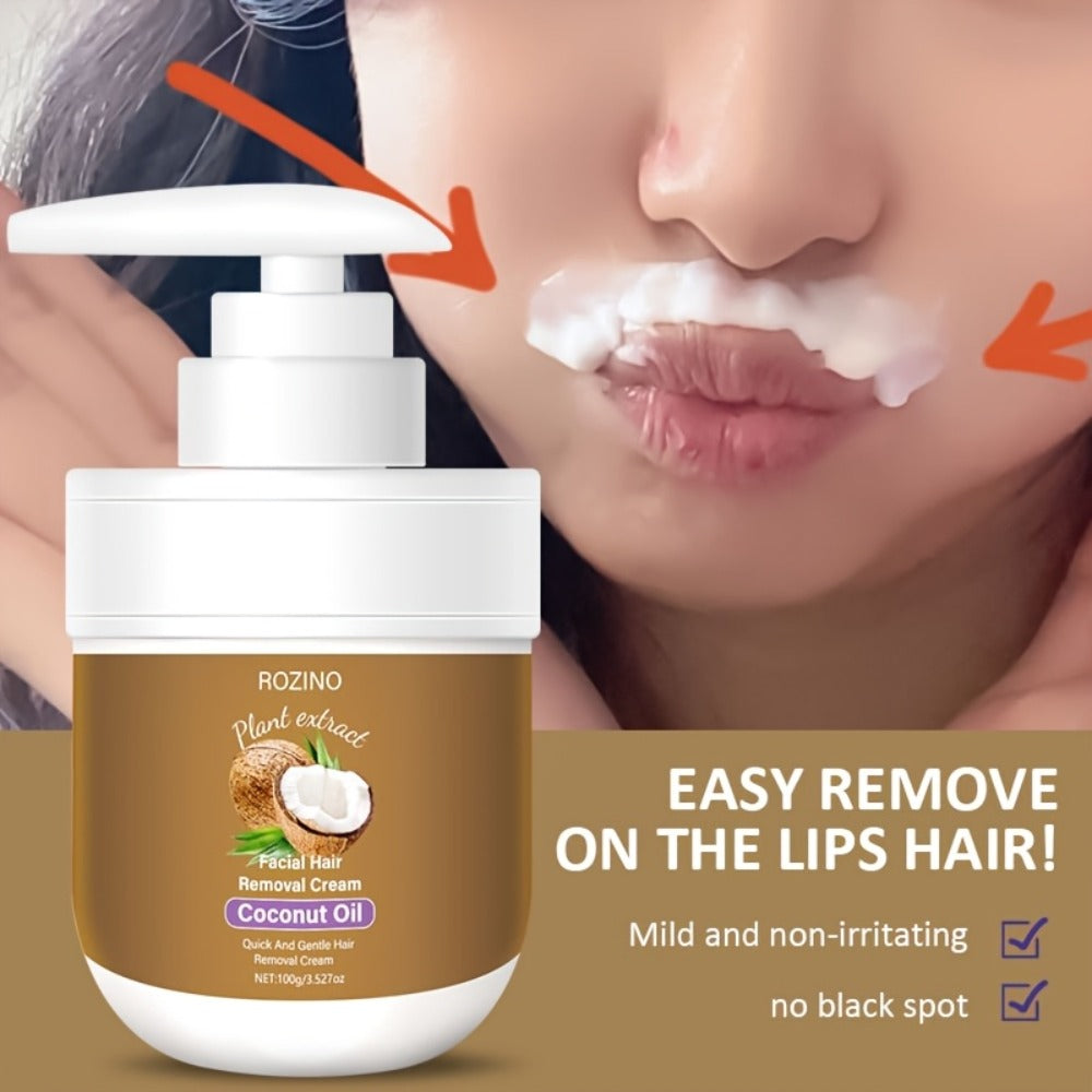Set of 2 Coconut Oil Facial Hair Removal Creams, Formulated with Natural Components, Effectively Unwanted Facial Hair, Deeply Hydrates The Skin, Minimizes Irritation And Discomfort