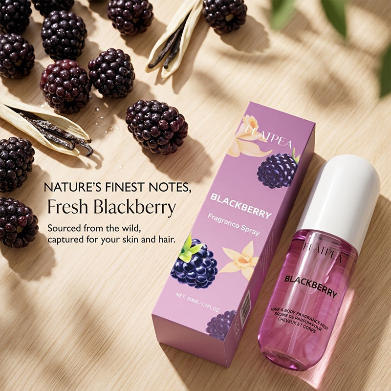 Vanilla Blackberry Perfume Spray for Women, 50ml/ 1.7fl.oz Alcohol-Free Body & Hair Mist, Long-Lasting Deodorant Eau De Toilette with Amber Notes, Ideal Christmas Gift