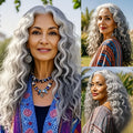 24 Inch Curly Wig Long Synthetic Wigs for Women Grey Deep Wave Synthetic Curly Wig Comfortable Fit Easy to Manage No Glue Required Suitable for Casual Attire, Role Play, And Holidays