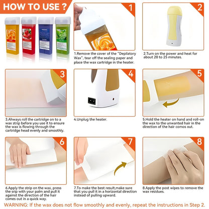 Hair Removal Roller Wax Strips 100g Handheld Depilatory Wax Kit for Smooth Skin Body Leg Arm Underarm Unisex Multiple Scents Aloe Honey Strawberry Lavender