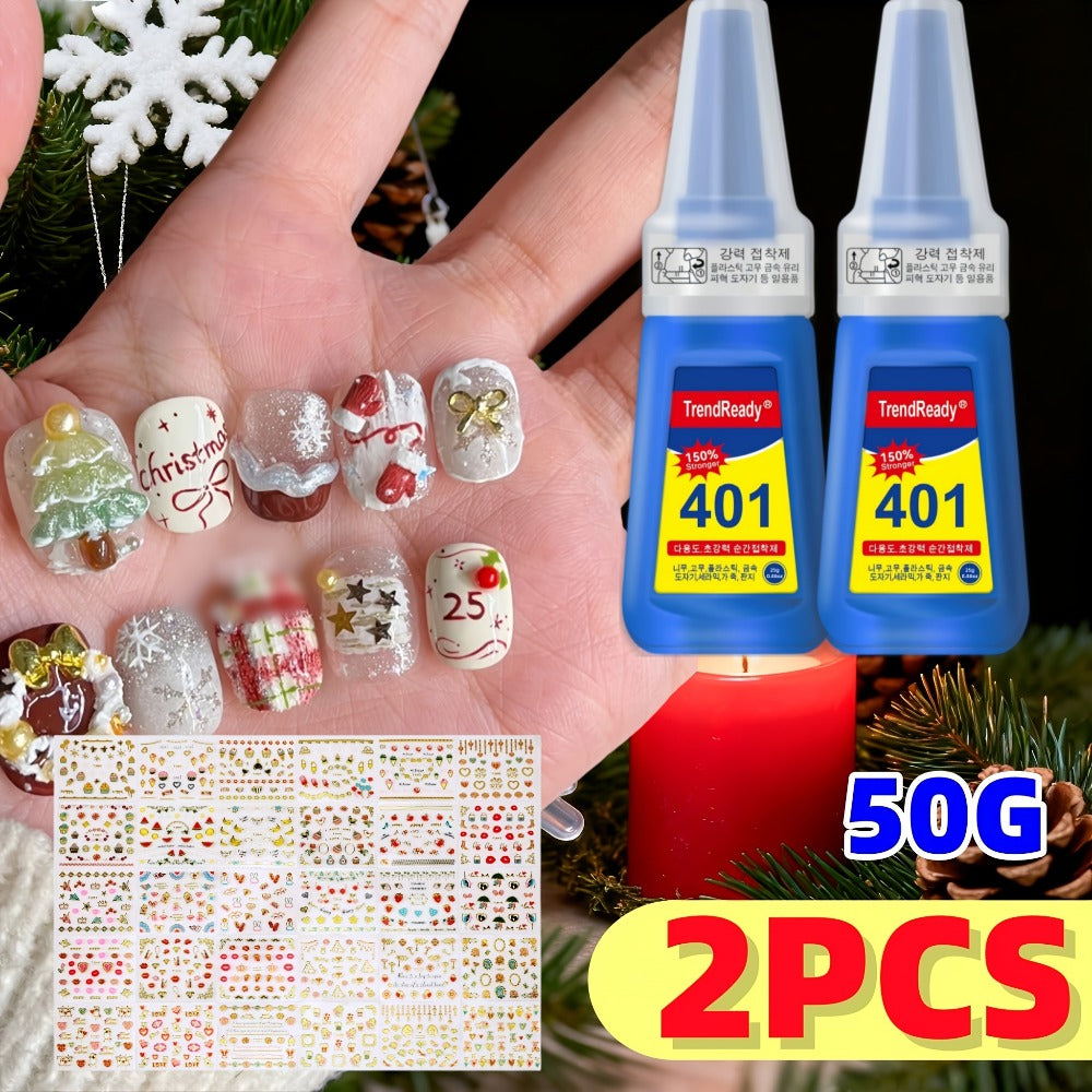 8-Pack/6-Pack/4-pack/2-Pack Extra Strong & Waterproof Nail Adhesive with Nail Stickers | 0.85oz Bottles with Dropper Tip | Quick-Release, Long-Wearing | Alcohol-Free Salon Formula | Multi-Use: Nails, Fabric, Repairs | Super Glue, Nail Glue