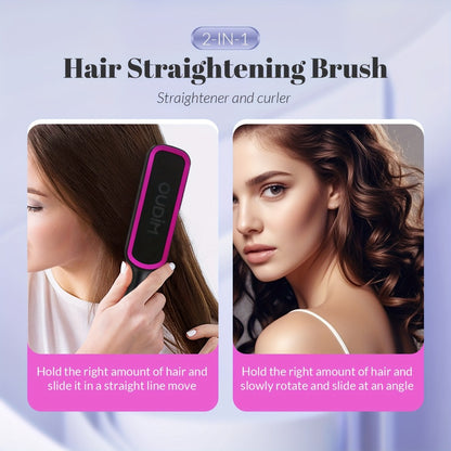 Ionic Hair Straightener Brush 6 Temperature Settings Flat Iron for Women – Anti-Scald, Fast Heat-Up, Precise Temp Control, Home & Salon Straightening Comb
