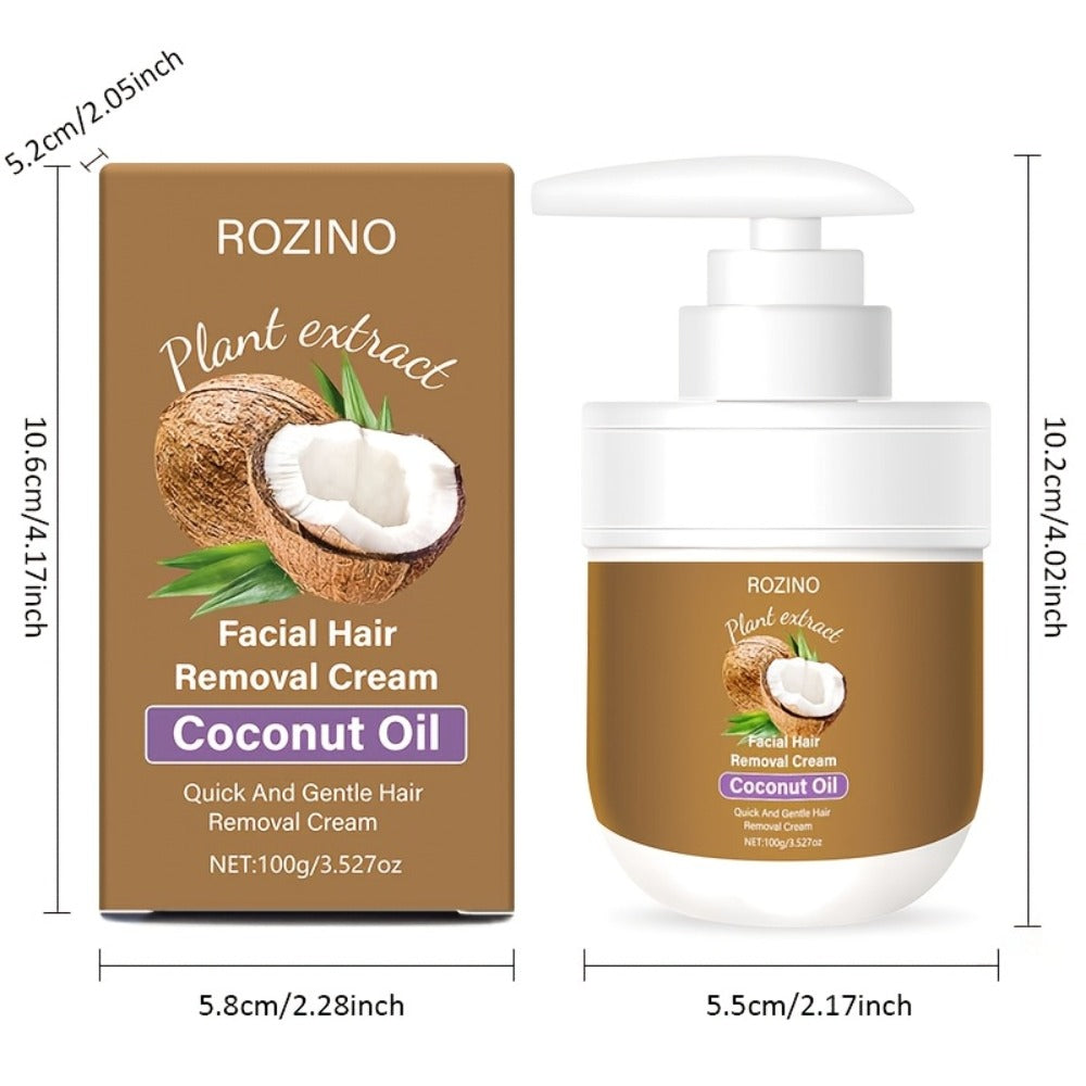 Set of 2 Coconut Oil Facial Hair Removal Creams, Formulated with Natural Components, Effectively Unwanted Facial Hair, Deeply Hydrates The Skin, Minimizes Irritation And Discomfort