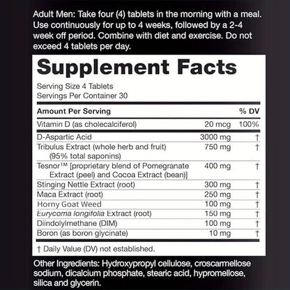 Testosterone Support Supplement with D-Aspartic Acid, Horny Goat Weed, Tribulus & Maca – Mood, Muscle Health & Vitality Booster for Men, 2 Bottle Bundle