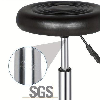 360° Swivel Bar Stool Round Padded Seat with Chrome Base – Adjustable Height Salon & Kitchen Counter Stool, Black or White, 13"x24"