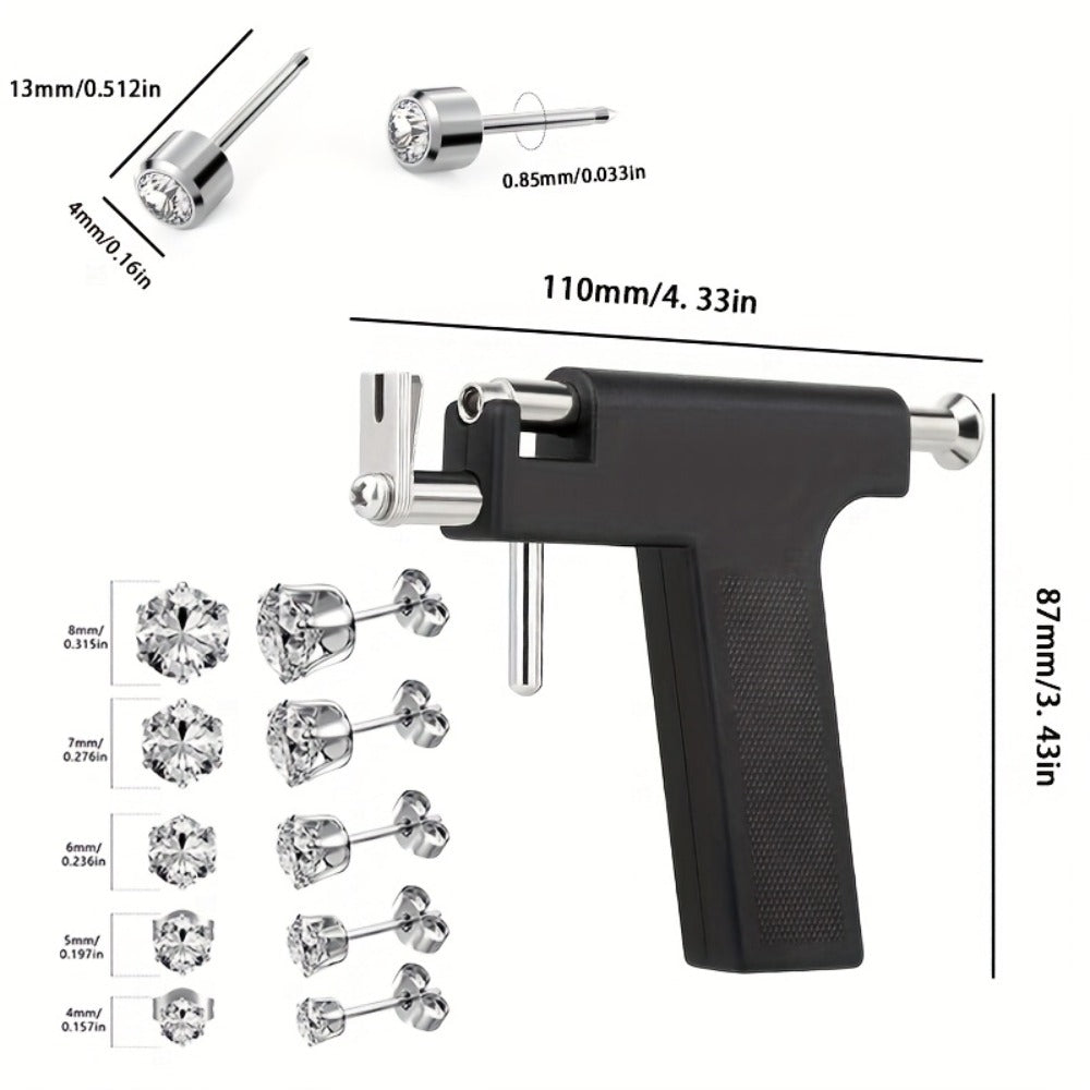 A Professional Ear Piercing Kit, Including 1 Professional Ear Piercing Gun, 34pcs Stainless Steel Ear Stud, Suitable for Salon And Home Use, Add A Touch Of Elegance to Your Ears And Unlock An Exclusive New Experience Of Wearing Earrings.