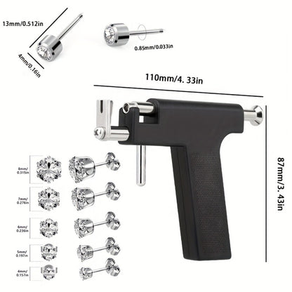 Ear Piercing Kit Professional Piercing Gun with 34 Stainless Steel Ear Studs Safe DIY Earlobe Piercing Set for Salon & Home Use Women Girls Gift