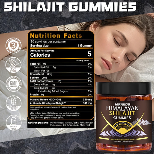 1/2/3Btls SHILAJIT Gummies - Sugar Free, Natural Fulvic Acid, Humic Acid | Sweetened with Manuka Honey, Clean Recipe, Holiday Gift