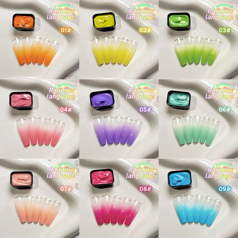 MORDDA 9pcs Rainbow Nail Polish Set - Mini 9-Grid Gel Nail Kit, High Saturation, Long-Lasting, No Alcohol, Gradient Effect, Salon Quality, Perfect Gift for Women