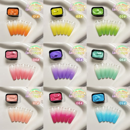 Gel Nail Polish Set 9 Colors | MORDDA Rainbow Mini Nine-Grid Kit — High Saturation, Long Lasting, No Alcohol, Gradient Nail Art Effect, Salon Quality Gift for Women