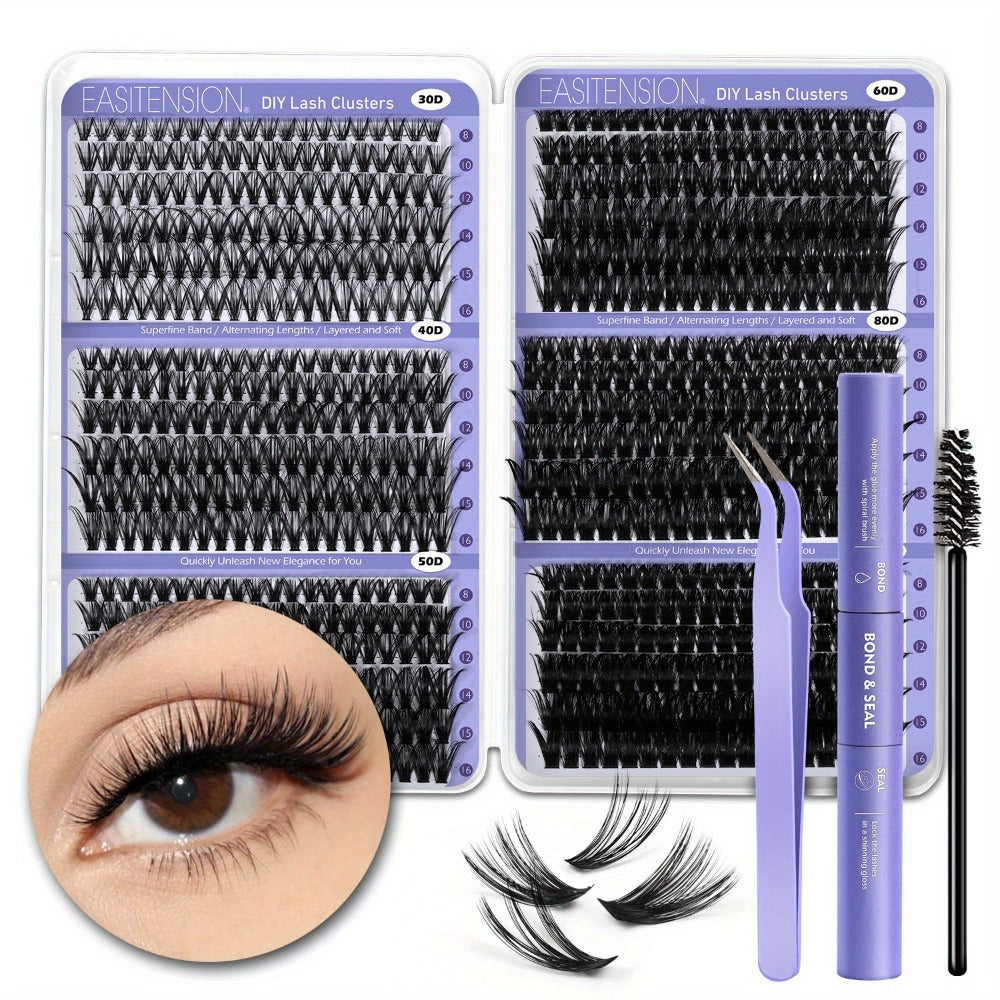 708pcs Wispy Volume Eyelash Extensions Mixed Length 30D-100D Volume Cluster Lashes Premade Lash Kit With Bond Seal & Applicator For Everyday Look, Party, Travel And Events