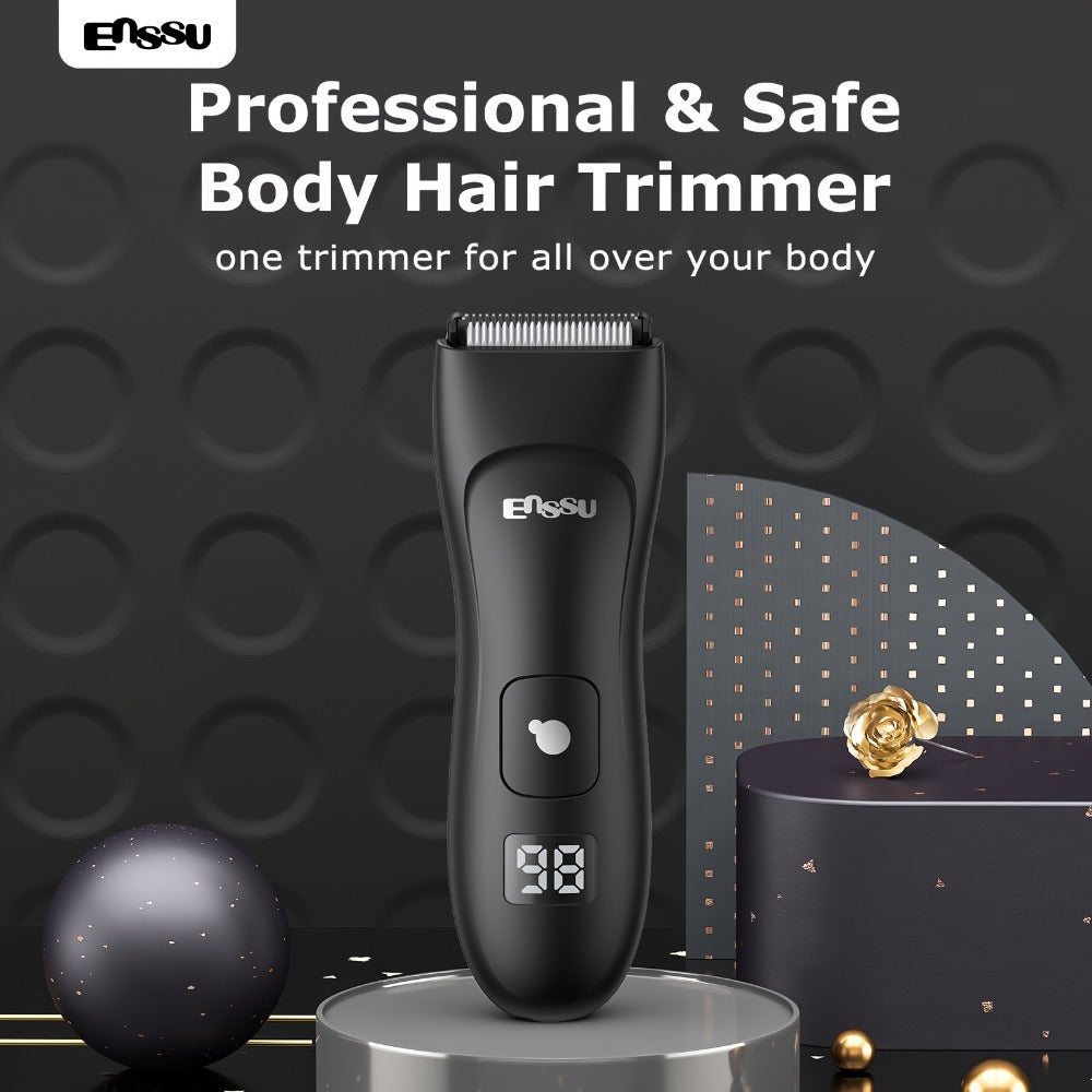 Professional Body Hair Trimmer, IPX7 And Replaceable Blade. LCD Display Screen, Men's Private And Full Body Electric Hair Clipper, Interchangeable Ceramic Blade Beauty Special, Men's Bikini Trimmer, Best Gift for Friends And Family ES030