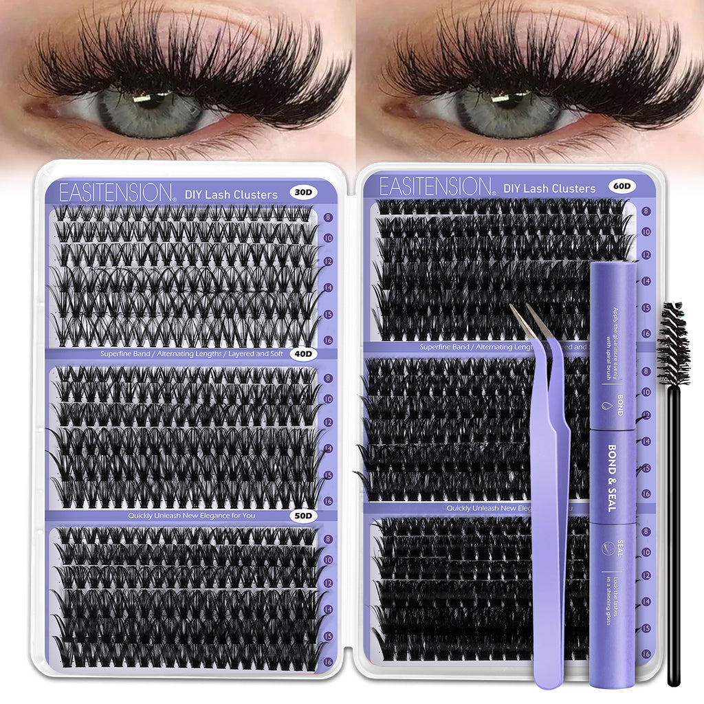 708pcs Wispy Volume Eyelash Extensions Mixed Length 30D-100D Volume Cluster Lashes Premade Lash Kit With Bond Seal & Applicator For Everyday Look, Party, Travel And Events