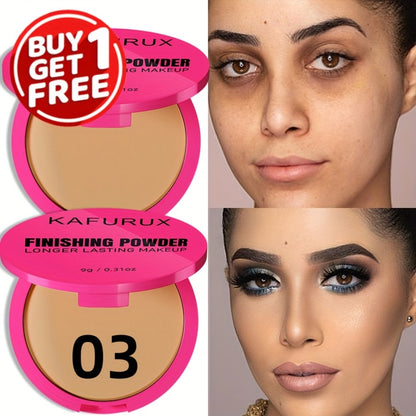 Pressed Powder Foundation 2PCS Set – Lightweight, Waterproof & Sweatproof Concealer Makeup, Non-Sticky Non-Drying Formula, Long-Lasting Coverage for All Skin Types, 5 Shades
