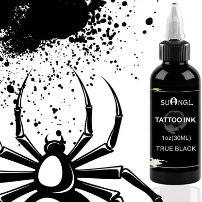 Professional Tattoo Ink Black & White 1.01oz — High Brightness Fine Particle Formula, Needle-Compatible Permanent Body Ink for Tattoo Machines, Studios & Hobbyists