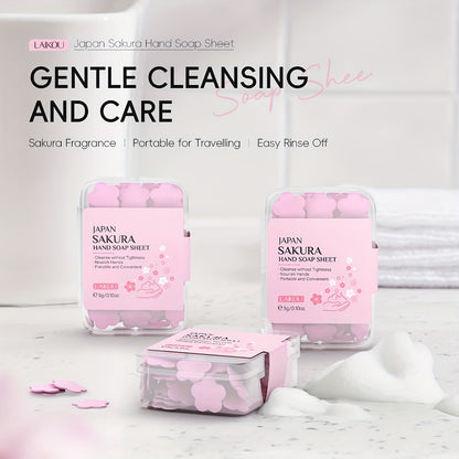 Disposable Soap Paper Sheets 15 Boxes - Travel Hand Wash Soap with Milk, Vitamin C & Sakura Scents, Portable Foaming Soap for Camping, Outdoor & Daily Use