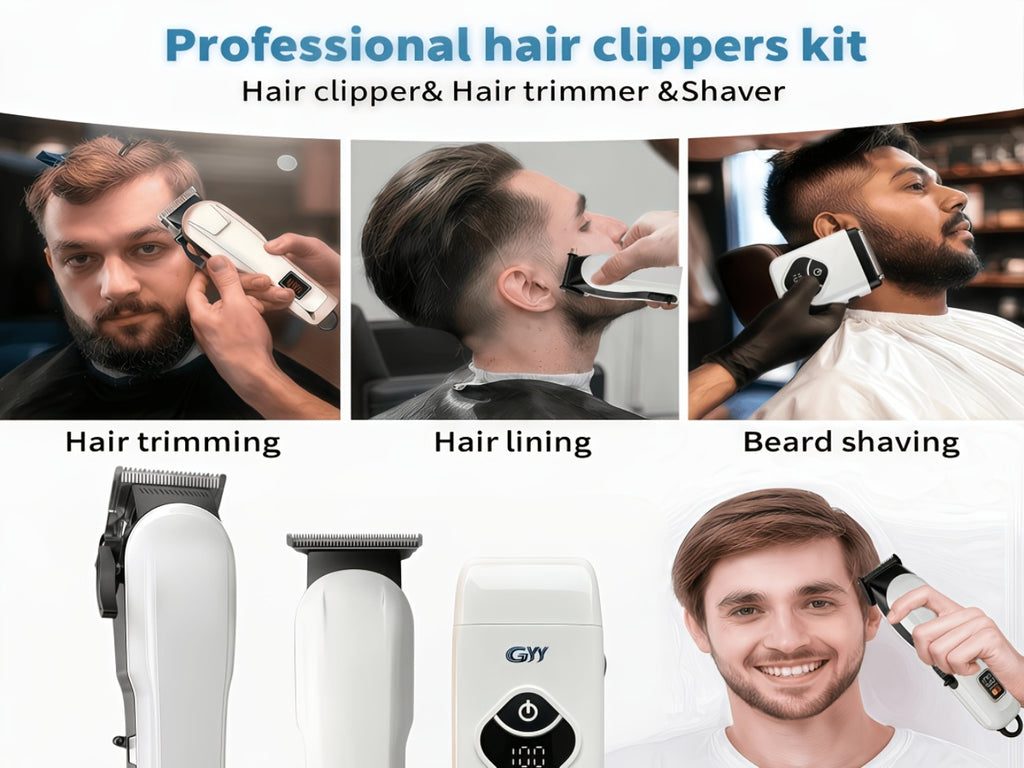Golden Hair Clipper Professional Set, Men's Hairdresser Set, USB Charging, Large-capacity Battery Life, LCD Display Power, Business Travel Essential, Perfect Gift for Dad, Son, Brother and Friends